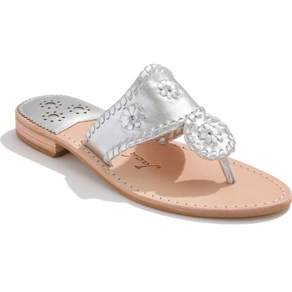 Jack Rogers Shoes - Jack Rogers Jacks Flat Sandal, Silver, Sz 8